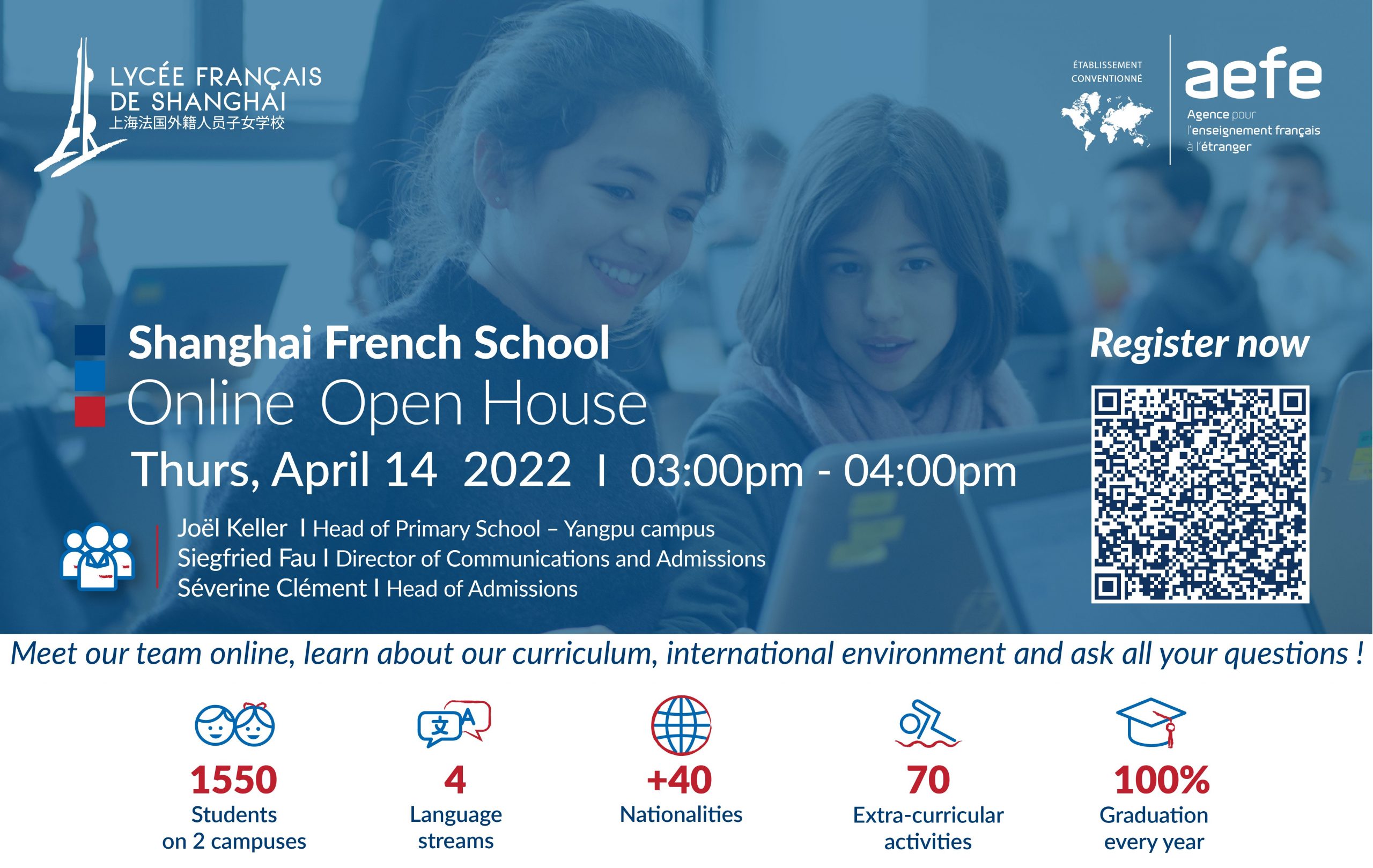 Shanghai French School Online Open House I Thursday, April 14 at 300 p.m